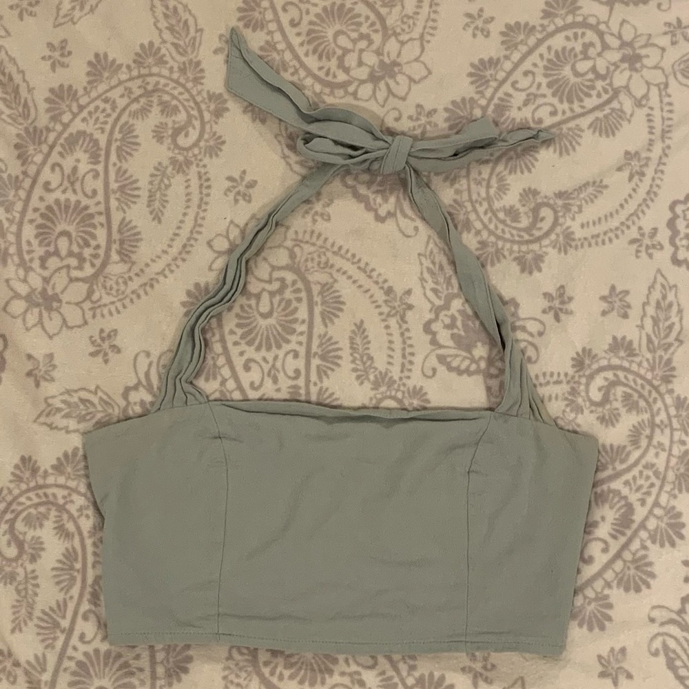 Light Green Kendall & Kylie Tis Neck Halter Top